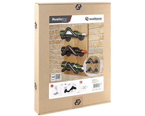 Balení konstrukce regálu na víno z trubek v industriálním stylu