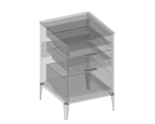 Koupelnový nábytek se třemi zásuvkami a nožičkami