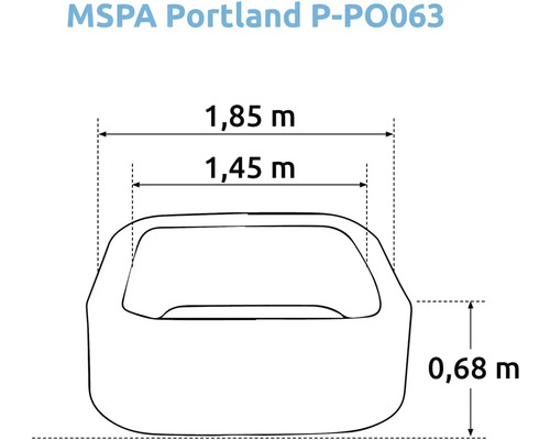 Rozměry vířivky MSPA Portland P-PO063