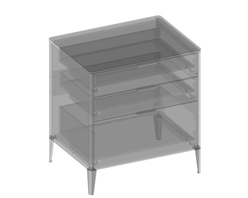 Skříňka pod umyvadlo se třemi zásuvkami a nožičkami