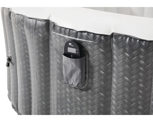 Detail šedé nafukovací vířivky s ovládacím prvkem v kapse