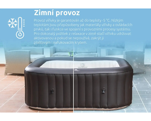Nafukovací vířivka pro zimní provoz s údaji o teplotě
