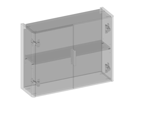 Zrcadlová skříňka se dvěma dvířky a vnitřními policemi