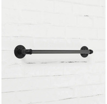 Černý držák na ručníky z kovové trubky pro montáž na stěnu