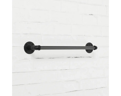 Černý držák na ručníky z kovové trubky pro montáž na stěnu