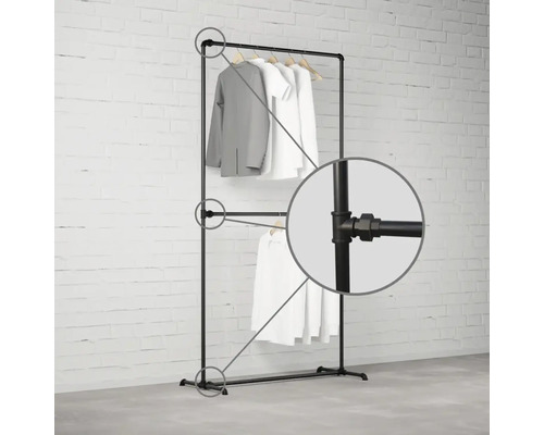 Věšák na šaty z trubek se dvěma úrovněmi pro zavěšení oblečení