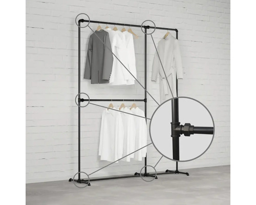 Stojan na šaty se dvěma úrovněmi a trubkovým designem