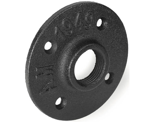 Černá temperovaná litinová příruba se závitem a montážními otvory