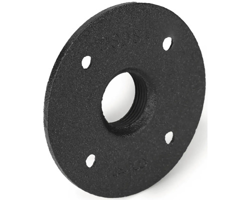 Černá litinová trubková deska se čtyřmi upevňovacími otvory