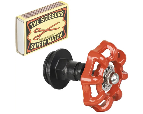 Bezpečnostní zápalky a nástěnný hák ve tvaru ventilu