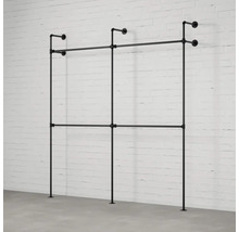 Šatní tyč z trubek se dvěma tyčemi pro montáž na stěnu