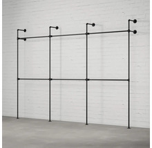 Kovový věšák na oblečení se dvěma tyčemi pro montáž na stěnu