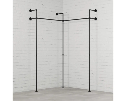 Rohový věšák na šaty z trubek do šatny