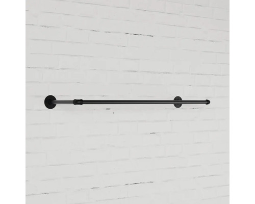 Černá kovová šatní tyč pro montáž na stěnu