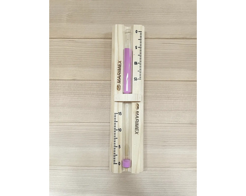 Saunové přesýpací hodiny s dřevěným rámem a stupnicí pro měření času