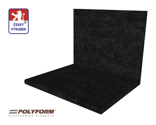 Tmavá pracovní deska s kolmou zadní stěnou