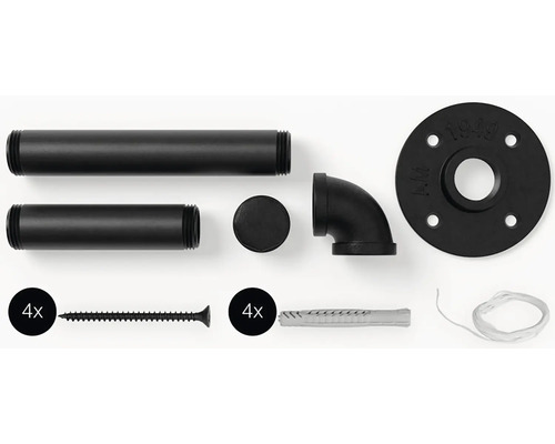 Sada trubkových držáků polic se šrouby a hmoždinkami