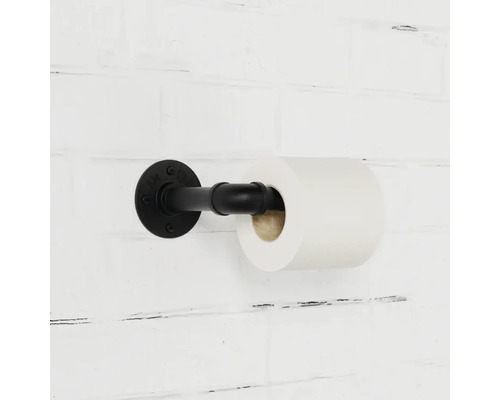 Držák toaletního papíru z kovové trubky s rolí papíru