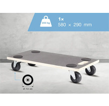 Transportní deska pro měkké podlahy 58 x 29 cm, nosnost 200 kg, FSC®-thumb-1