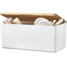 Úložný box s bambusovým víkem na koupelnové doplňky