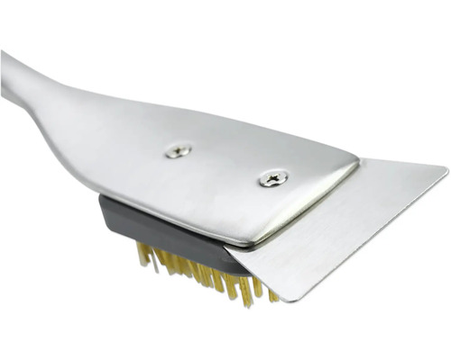 Kovový kartáč na gril s škrabkou