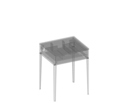 Průhledné umyvadlo z plastu se čtyřmi nohami