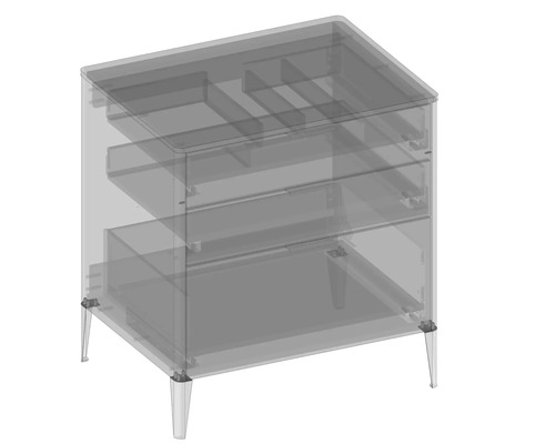 Skříňka pod umyvadlo se zásuvkami a nožičkami