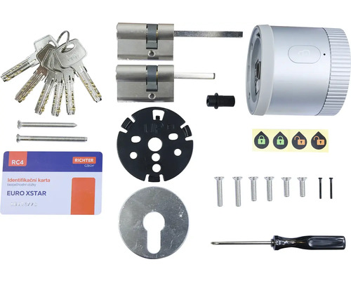 Sada chytrého domácího zámku dveří s vložkami, klíči, šrouby a montážním příslušenstvím