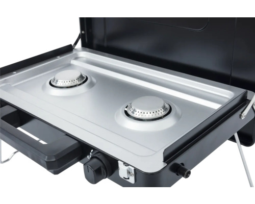 Přenosný plynový vařič se dvěma hořáky