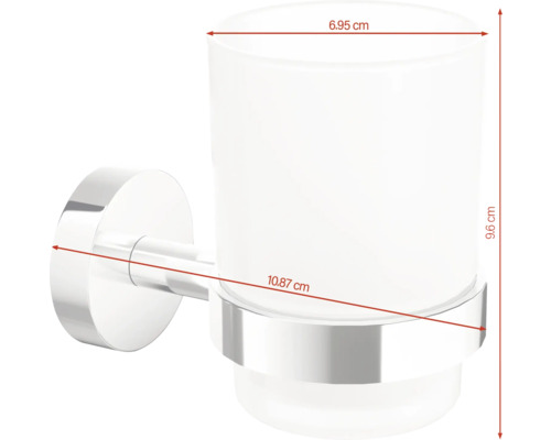 Nástěnný držák na zubní kartáčky se sklem a rozměry