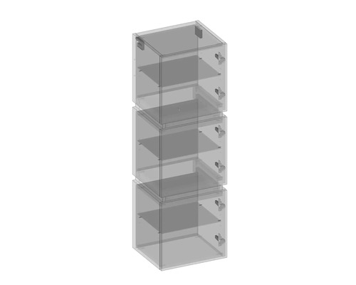 Trojitá stohovatelná průhledná nástěnná police se třemi přihrádkami