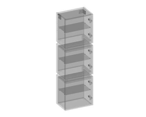 Tři průhledné úložné boxy naskládané na sebe