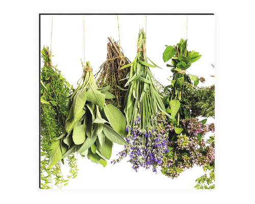 Několik svazků bylin visí na provázku.