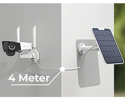 Bezpečnostní kamera se solárním panelem a čtyřmetrovým kabelem pro napájení