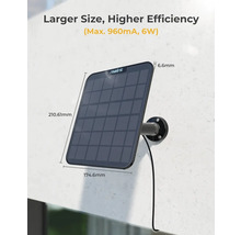 Solární panel Reolink o rozměrech 210,61 mm x 174,6 mm a tloušťce 6,6 mm