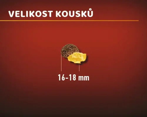 Velikost kousků krmiva 16 až 18 milimetrů