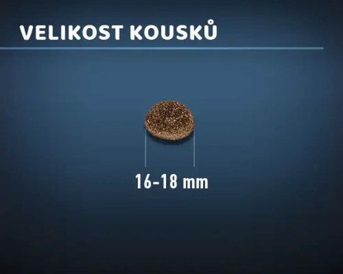 Velikost kousku krmiva: 16 až 18 milimetrů