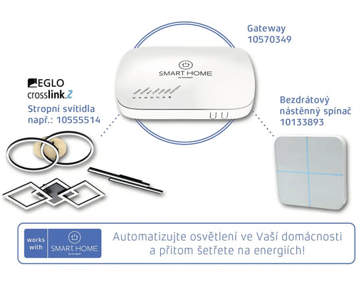 EGLO Crosslink dvě stropní svítidla s bránou a bezdrátovým nástěnným spínačem