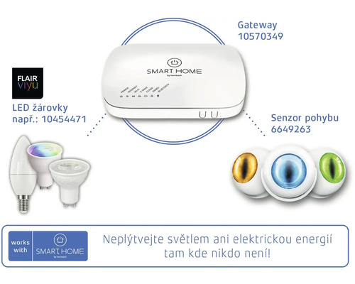 Chytrý domácí systém s bránou, pohybovými senzory a LED žárovkami