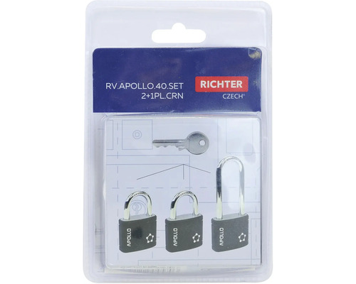 Sada zámků s klíčem v blistrovém balení