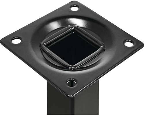 Kovová upevňovací deska nohou stolu s čtvercovým držákem a čtyřmi upevňovacími otvory