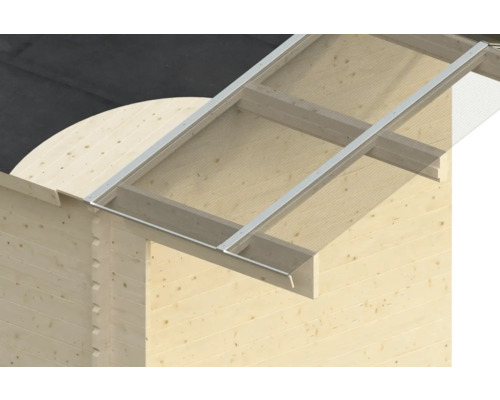 Detailní pohled na dřevěný dům se střešní konstrukcí