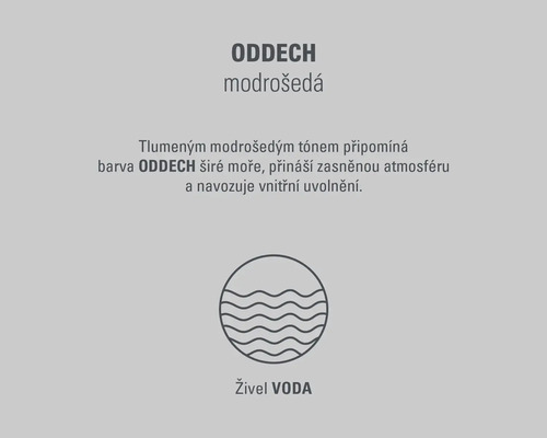 Popis interiérové barvy Oddech se symbolem vodního živlu