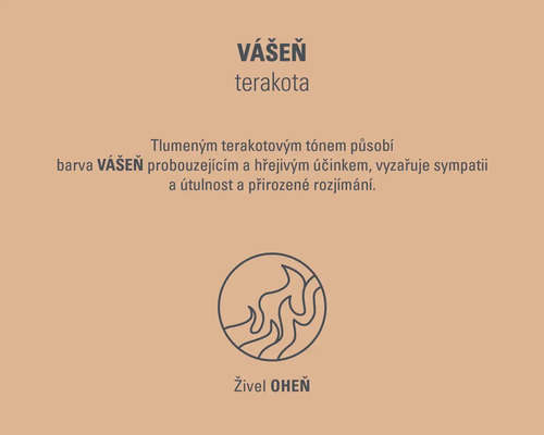 Barva Vášeň Terakota se symbolem oheň