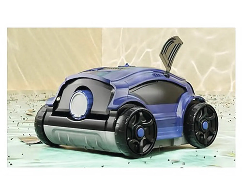 Modrý robotický čistič bazénů s kolečky