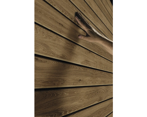 Dřevěná fasáda s hmatatelnou texturou a rukou