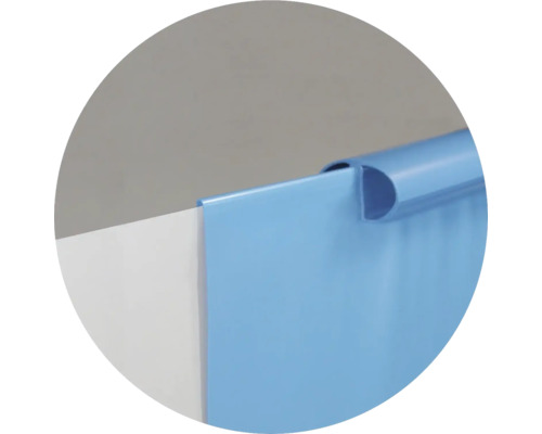 Detailní pohled na modrý ochranný proužek se sponou