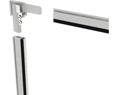 Detailní pohled na sprchový těsnicí profil s rohem a upevňovacím materiálem