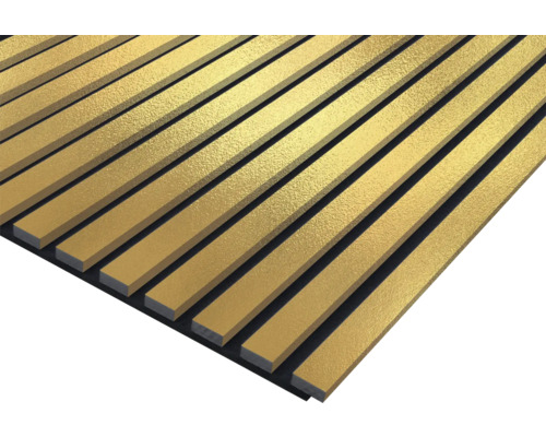 Akustický panel 19x572x2400 mm zlatý fóliovaný Akustický panel s dřevěnými žebry