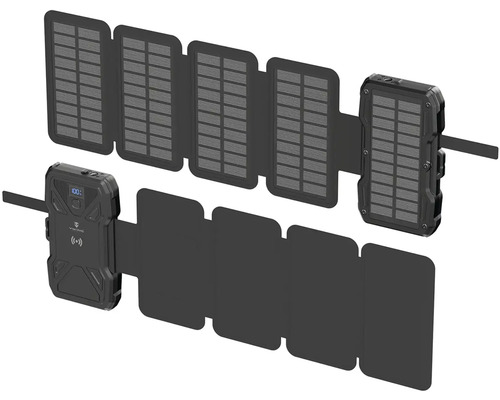 Skládací solární nabíječka s více panely a baterií
